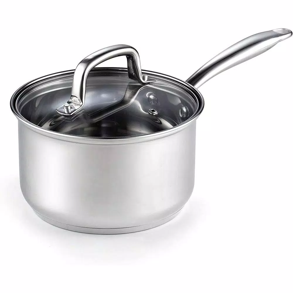 Cook N Home 3 qt. Stainless Steel Saucepan with Tempered Glass Lid