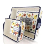 Gibson Elite Luxembourg 2-Piece Rectangular Stoneware Bakeware Set, Floral Design thumbnail 2