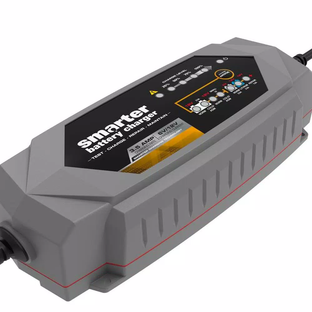 Smartech Products Smarter IC-3500 3.5A Smart Automotive Battery Charger, Maintainer & Repairer for 6V/12V Lead-Acid and Lithium Batteries