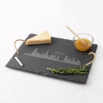 Cathy's Concepts Chicago Skyline Black Slate Serving Tray with Hemp Handles thumbnail 2