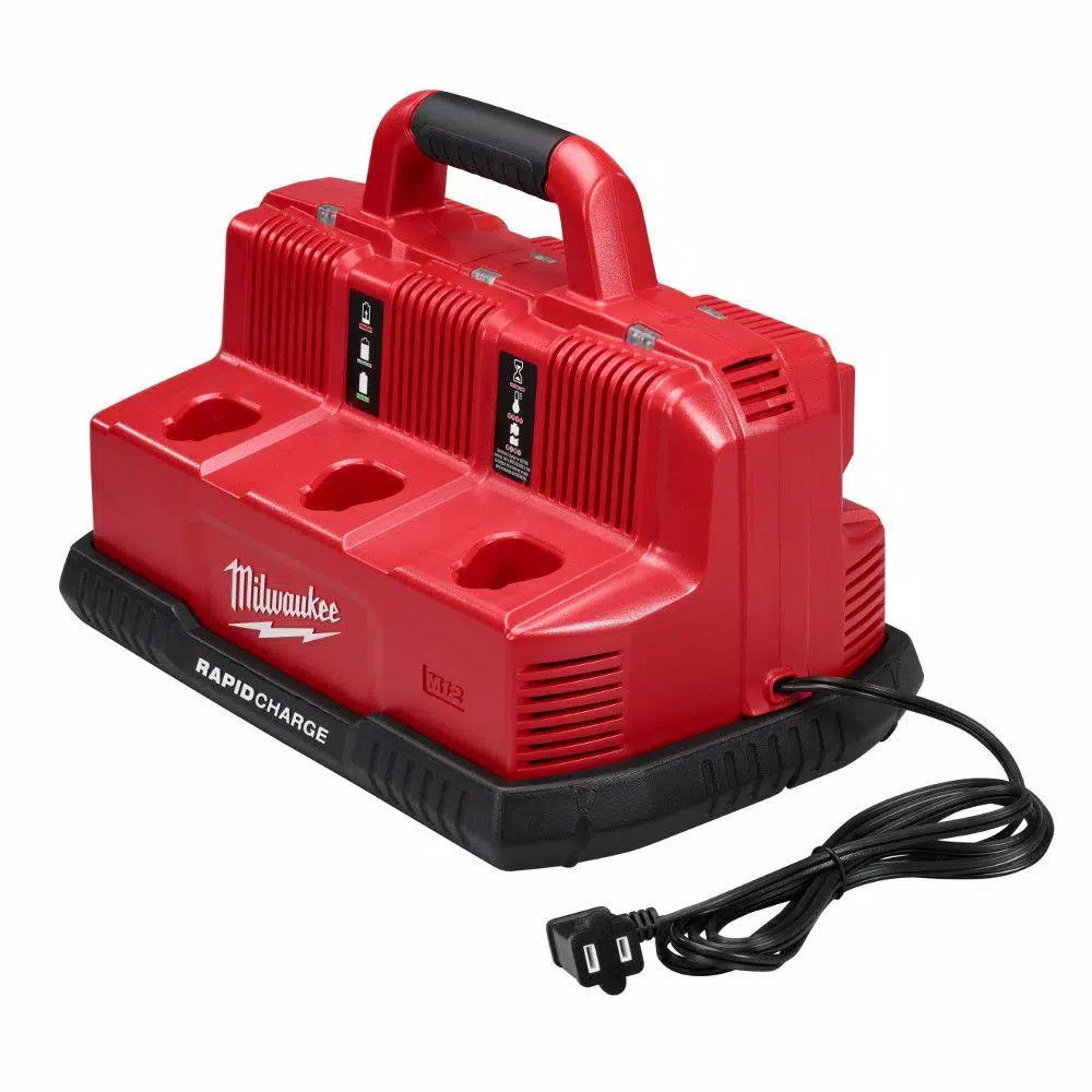 Milwaukee M12 and M18 Multi-Voltage 6-Port Sequential Rapid Battery Charger