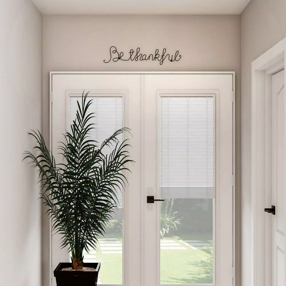 Lavish Home Be Thankful Metal Cutout Wall Decor Sign, Black Farmhouse Style