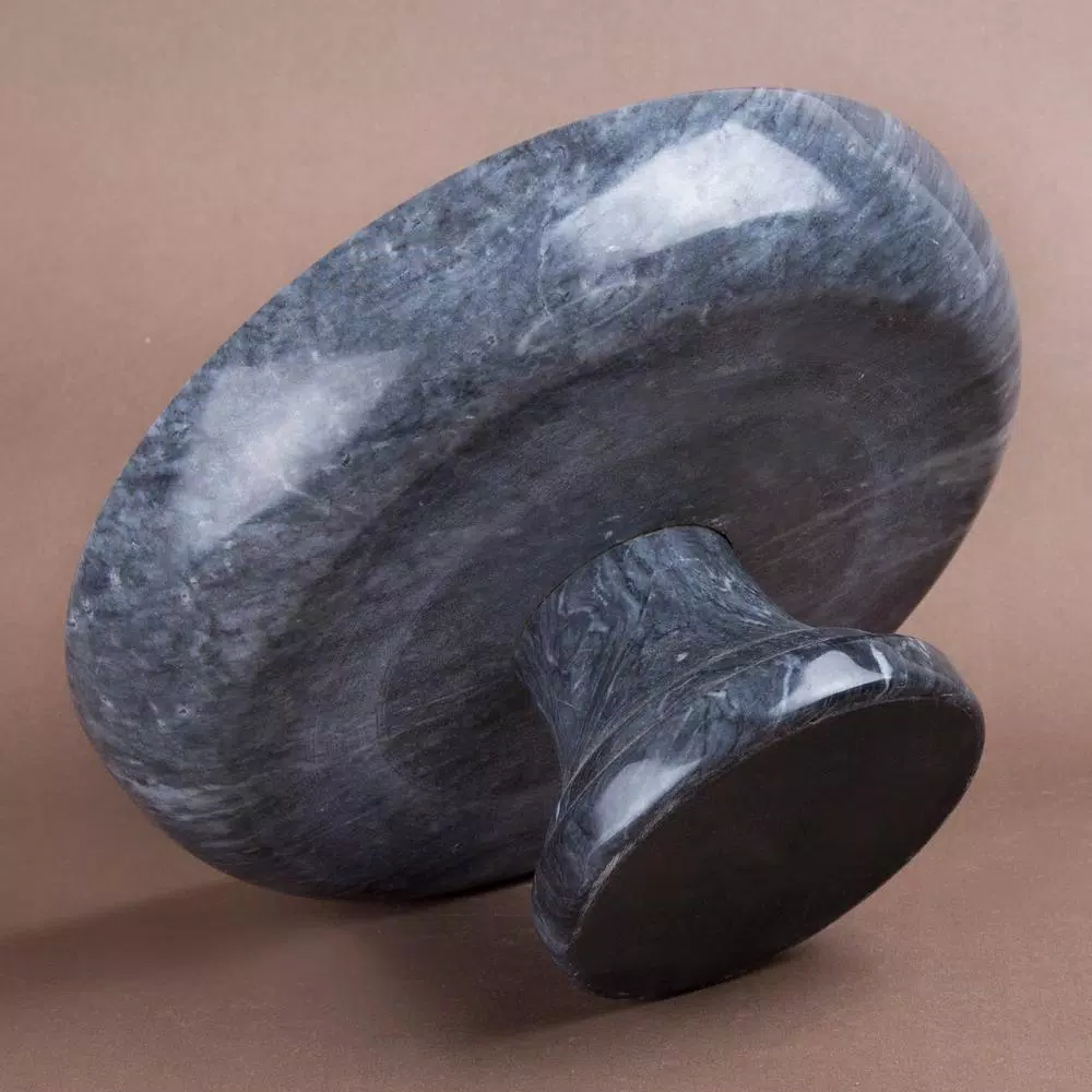 Creative Home Natural Black Marble Fruit Bowl on Pedestal, 10-inch Round Footed Centerpiece