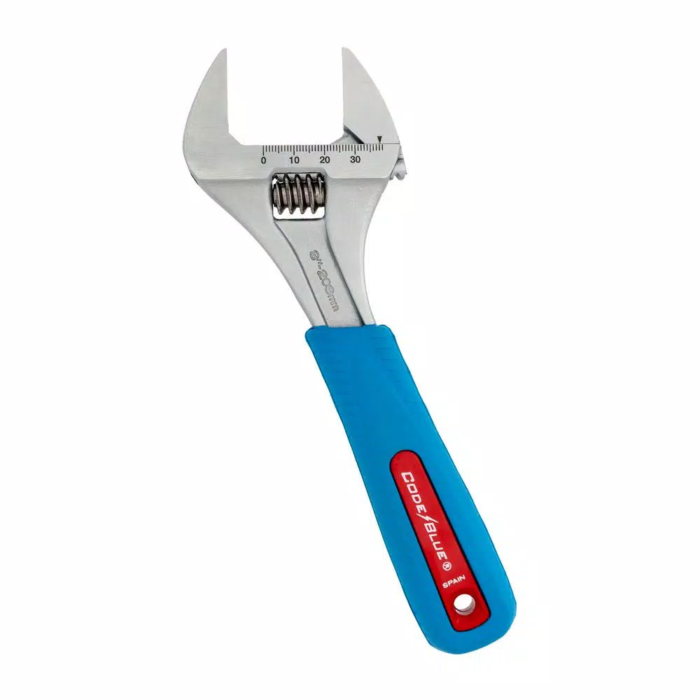 Channellock 8 in. Slim Jaw Adjustable Wrench with Code Blue Comfort Grip