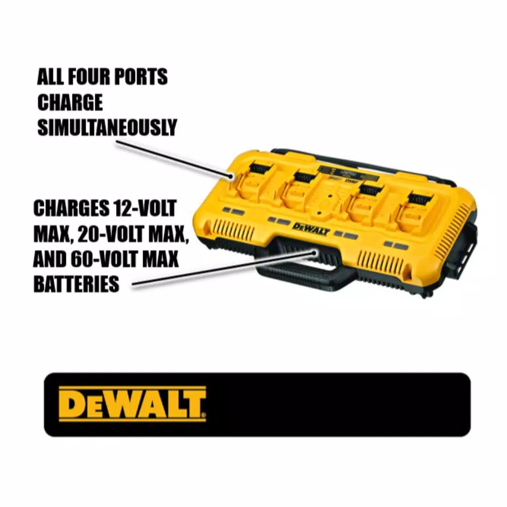 DEWALT 4-Port Rapid Lithium-Ion Battery Charger for 12V, 20V MAX, and FLEXVOLT 60V MAX Batteries