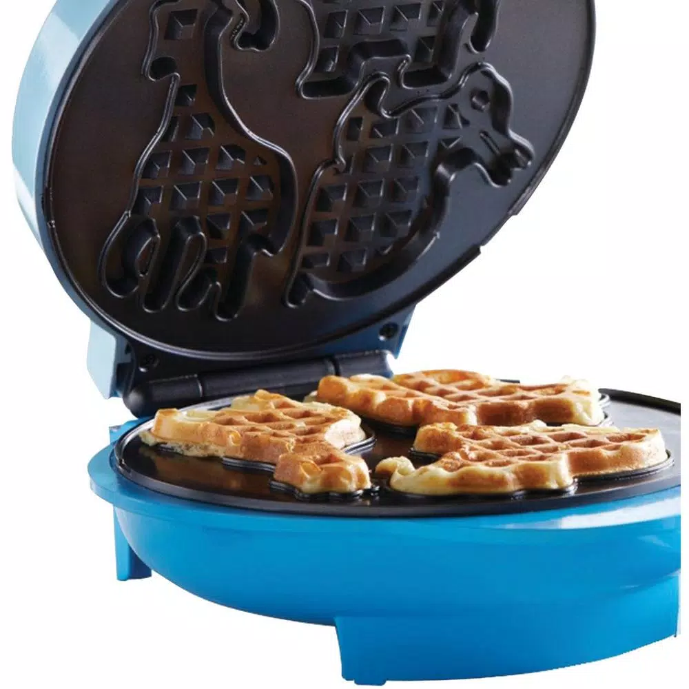 Brentwood Appliances TS-253 Blue Nonstick Animal-Shaped Mini Waffle Maker