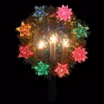 Northlight 7 in. Gold Tinsel Wreath Christmas Tree Topper with Lighted Candles and Multi-Color Star Lights thumbnail 2