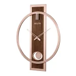 Bulova Phoenix 24 in. x 19 in. Contemporary Wall Clock with Walnut Center and Slow Swing Pendulum thumbnail 2