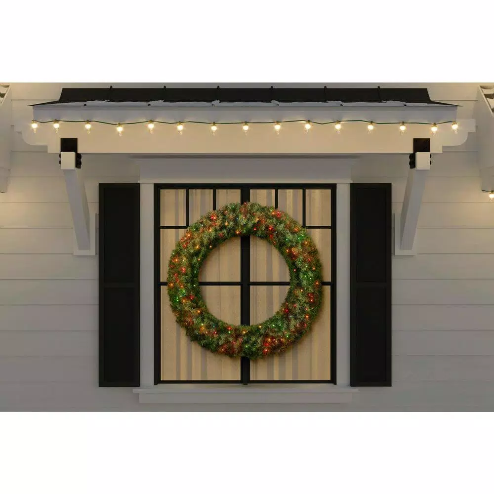 Home Accents Holiday 48 in. Norwood Fir Artificial Christmas Wreath with 200 Multi-Color Incandescent Lights