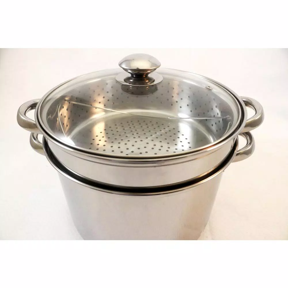 ExcelSteel 8 Qt. 4-Piece 18/10 Stainless Steel Multi-Cooker Set with Steamer and Pasta Baskets