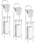 Home Basics Bath Tissue Reserve Freestanding Toilet Paper Holder, Chrome (3-Pack) thumbnail 1
