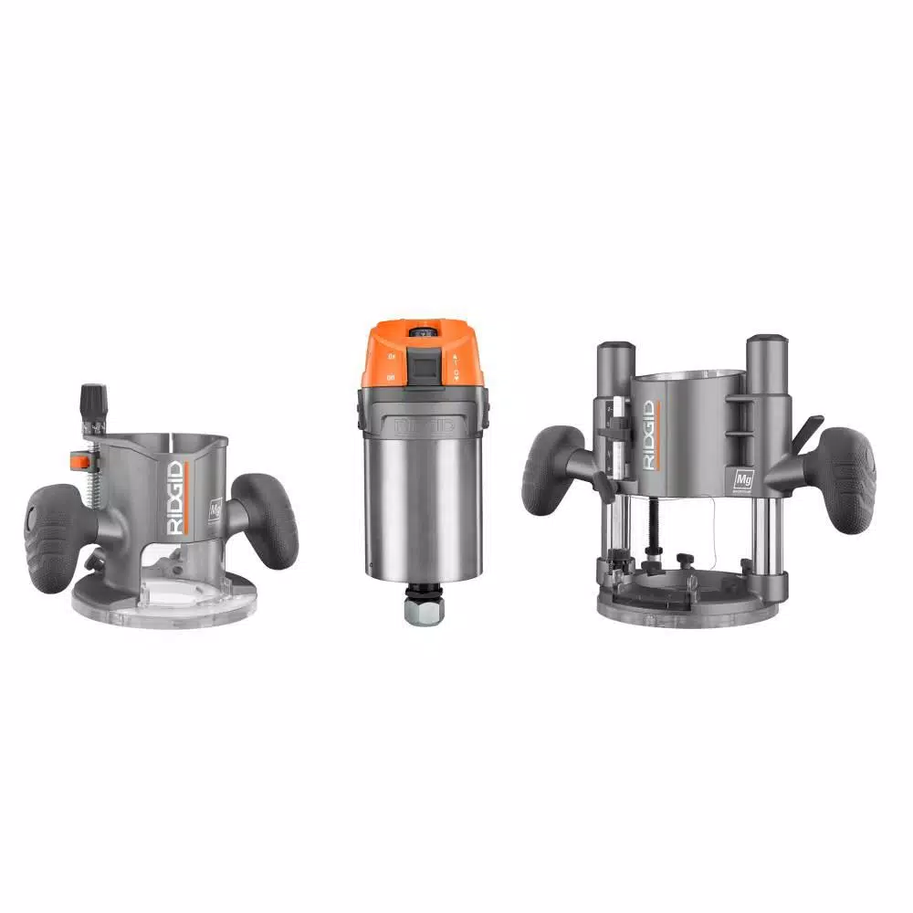 RIDGID 2 HP 11 Amp 1/2 in. Heavy-Duty Corded Router with Fixed and Plunge Bases