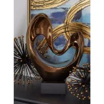 LITTON LANE Modern Reflections Abstract Heart Ceramic Sculpture - Polished Copper Finish Porcelain thumbnail 2