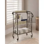 Kings Brand Furniture Classic Freestanding Towel Rack with 3 Bars and Shelf, Coffee Brown thumbnail 1