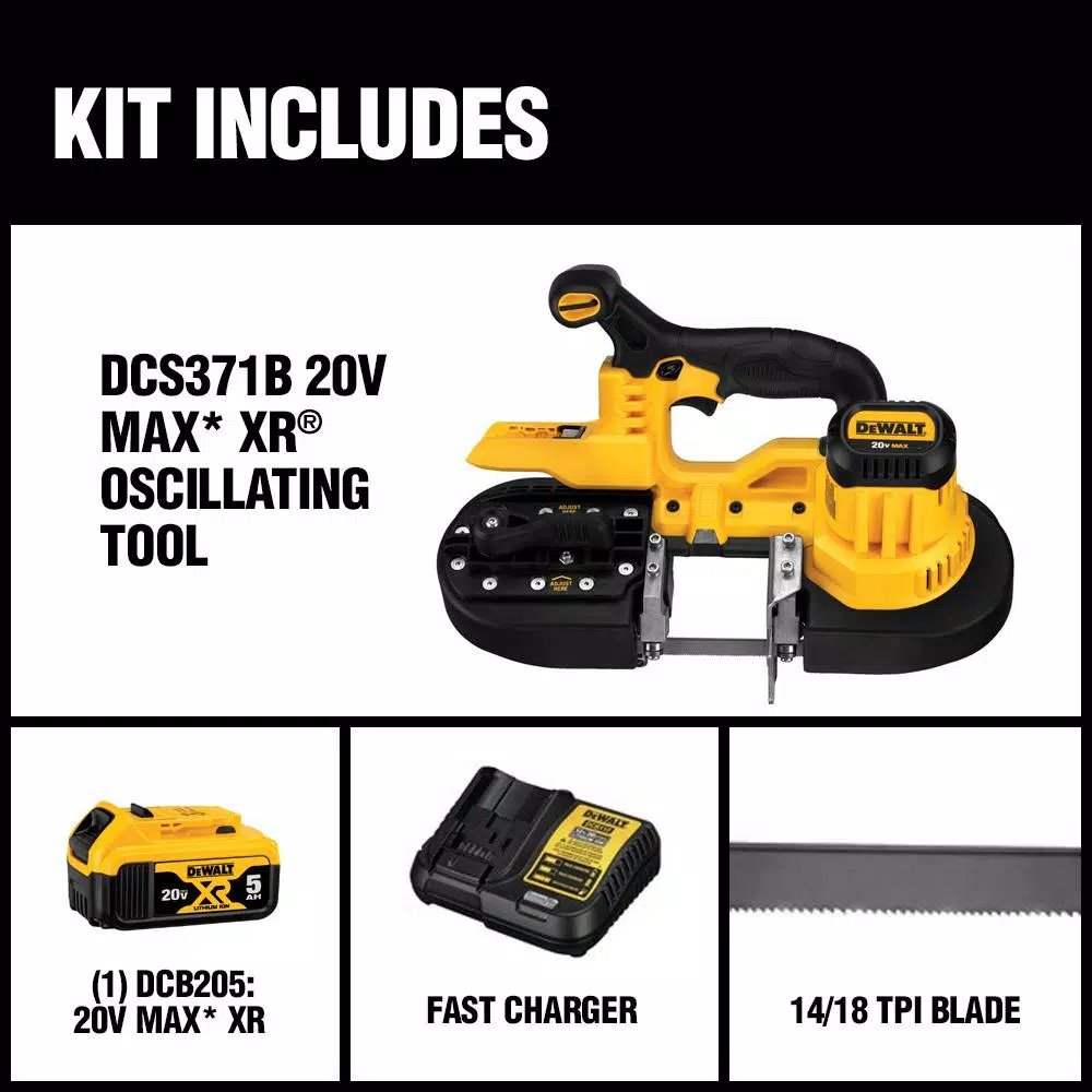 DEWALT 20V MAX Cordless Portable Band Saw Kit with 5.0 Ah Battery and Charger