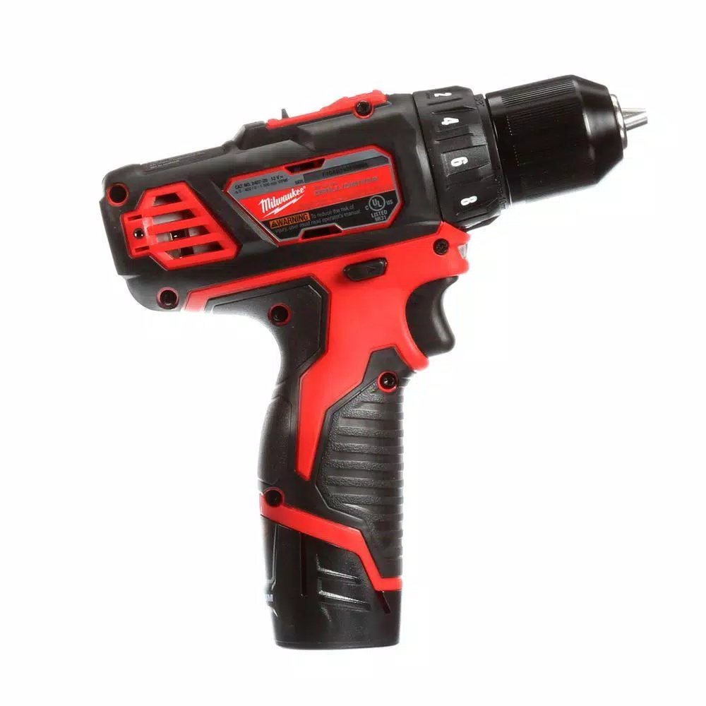Milwaukee M12 12V Lithium-Ion Cordless 3/8 in. Drill/Driver Kit with Two 1.5 Ah Batteries, Charger and Bag