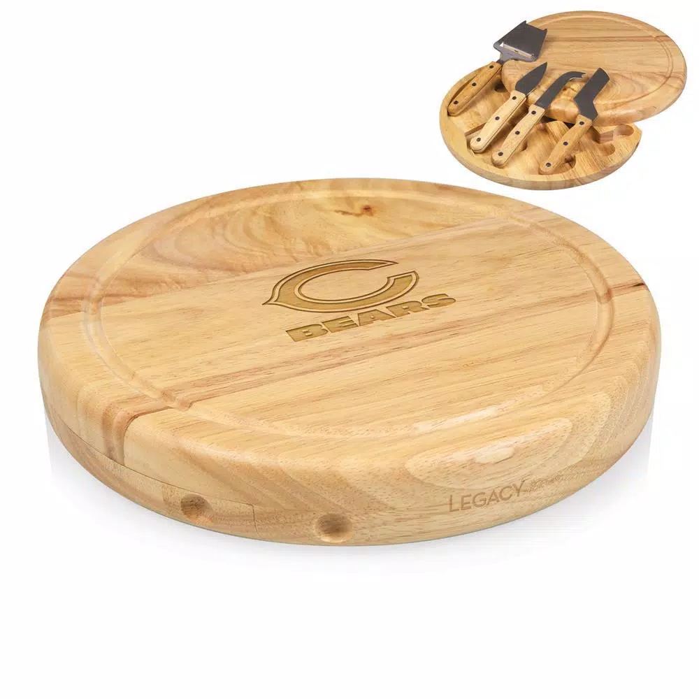 TOSCANA Chicago Bears Circo Wood Cheese Board Set with 4 Stainless Steel Tools