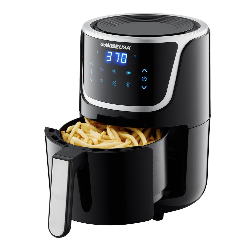 GoWISE USA 2 Qt. Mini Digital Air Fryer with Touchscreen, Black/Silver