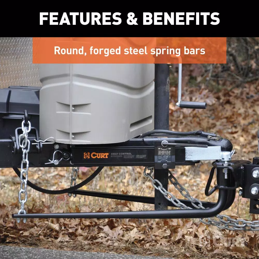 CURT Round Bar Weight Distribution Hitch Kit, 10,000 - 14,000 lbs. GTW, 31-5/8" Bars