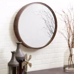 Aspire Home Accents Harrison 23 in. Round Corrugated Metal Accent Mirror with Rust Finish thumbnail 4