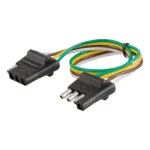 CURT 4-Way Flat Trailer Connector Plug & Socket with 12" Color-Coded Wires thumbnail 1