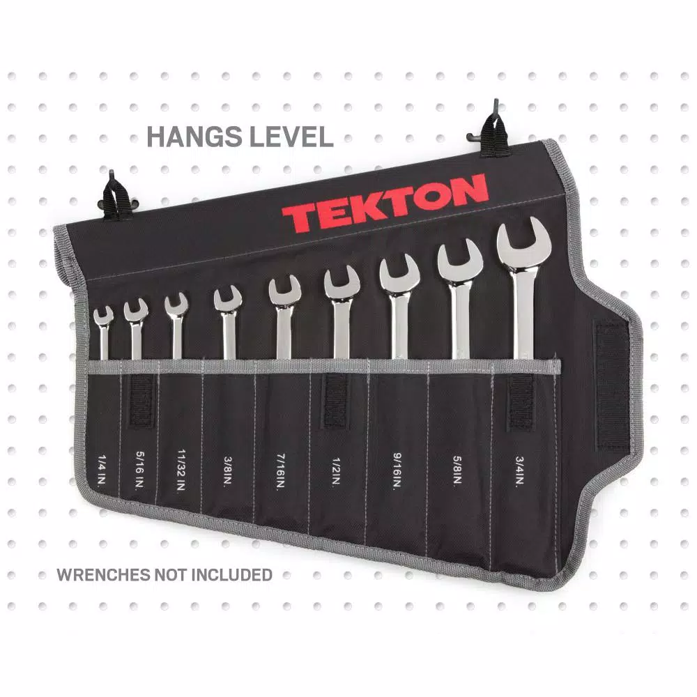 TEKTON 9-Tool Combination Wrench Roll-Up Pouch, 1/4 in. to 3/4 in.