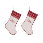 Glitzhome 21 in. White Fleece Polyester Christmas Stocking Decor (2-Pack) thumbnail 1
