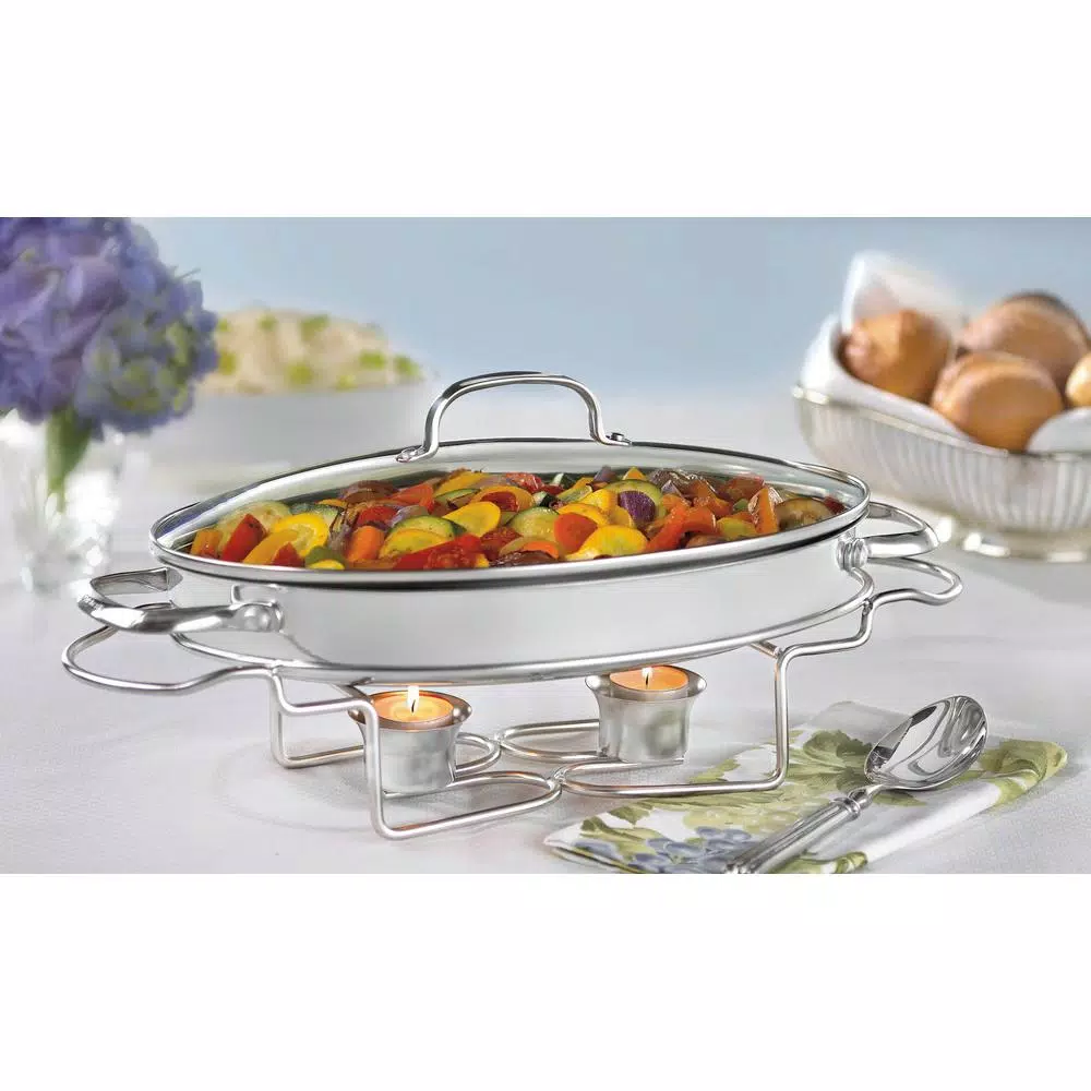 Cuisinart 13.5 in. Stainless Steel Oval Buffet Server, 2.5 Qt. Chafing Dish
