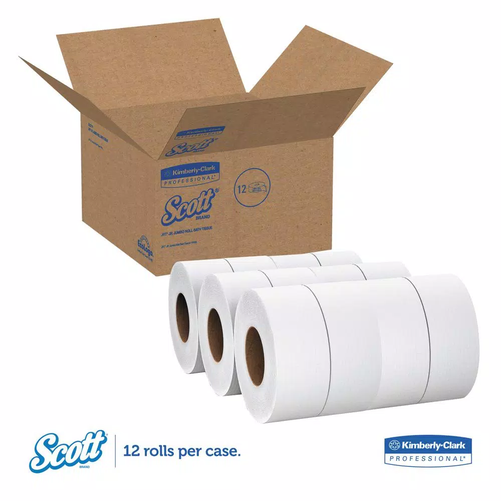 Kimberly-Clark PROFESSIONAL Scott 100% Recycled Fiber Jumbo Bath Tissue, 2-Ply, 12 Rolls
