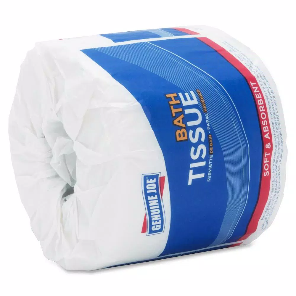 Genuine Joe Standard 2-Ply Embossed Bath Tissue, 500 Sheets Per Roll, 96 Rolls Pack