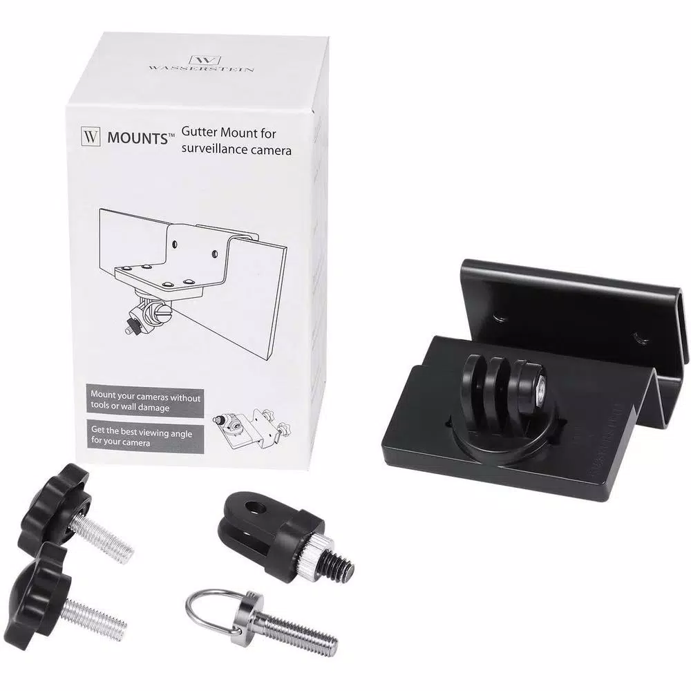 Wasserstein Weatherproof Gutter Mount for Ring Stick Up Cam Battery and Wired (Black)