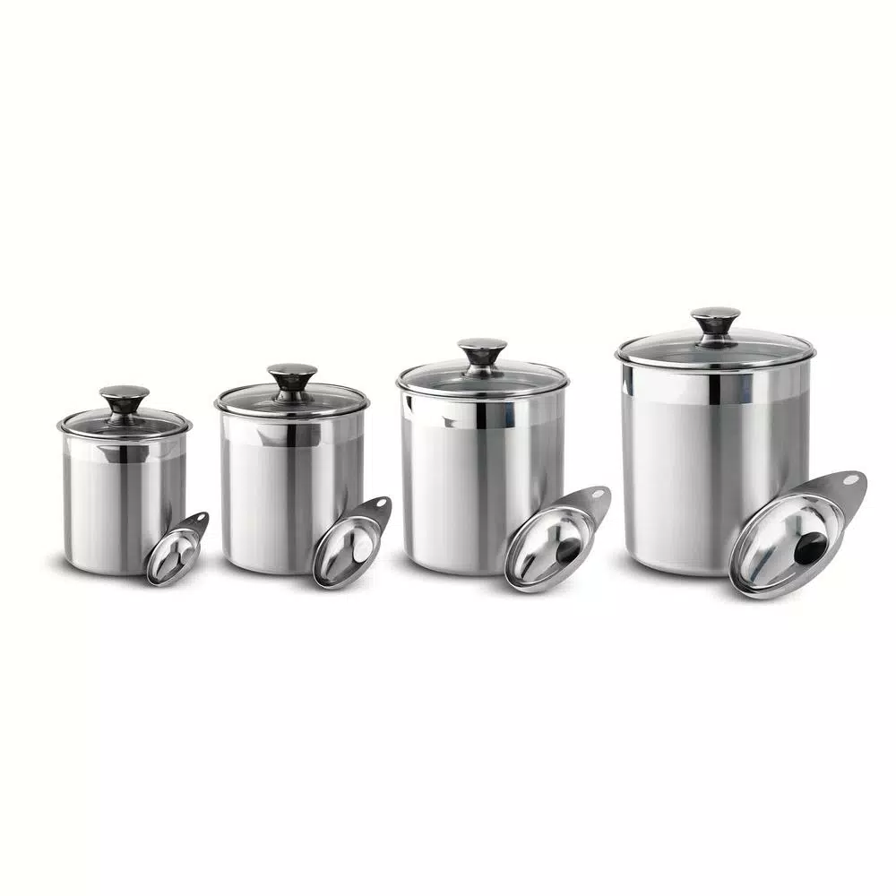 Tramontina Gourmet 8-Piece Stainless Steel Covered Canister and Scoop Set