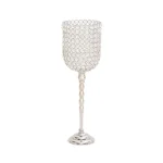 LITTON LANE Clear Acrylic and Aluminum Tall Inverted Bell Candle Holder thumbnail 2