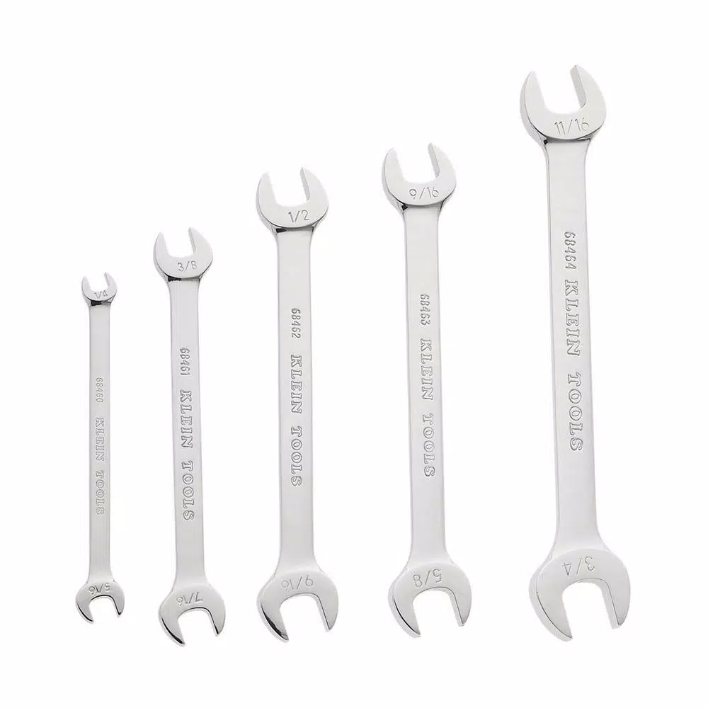 Klein Tools 5-Piece Open-End Wrench Set, Alloy Steel, Chrome-Plated
