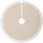 VHC Brands 21 in. Grey Margot Farmhouse Christmas Tree Skirt with Diamond Cut Lace thumbnail 2