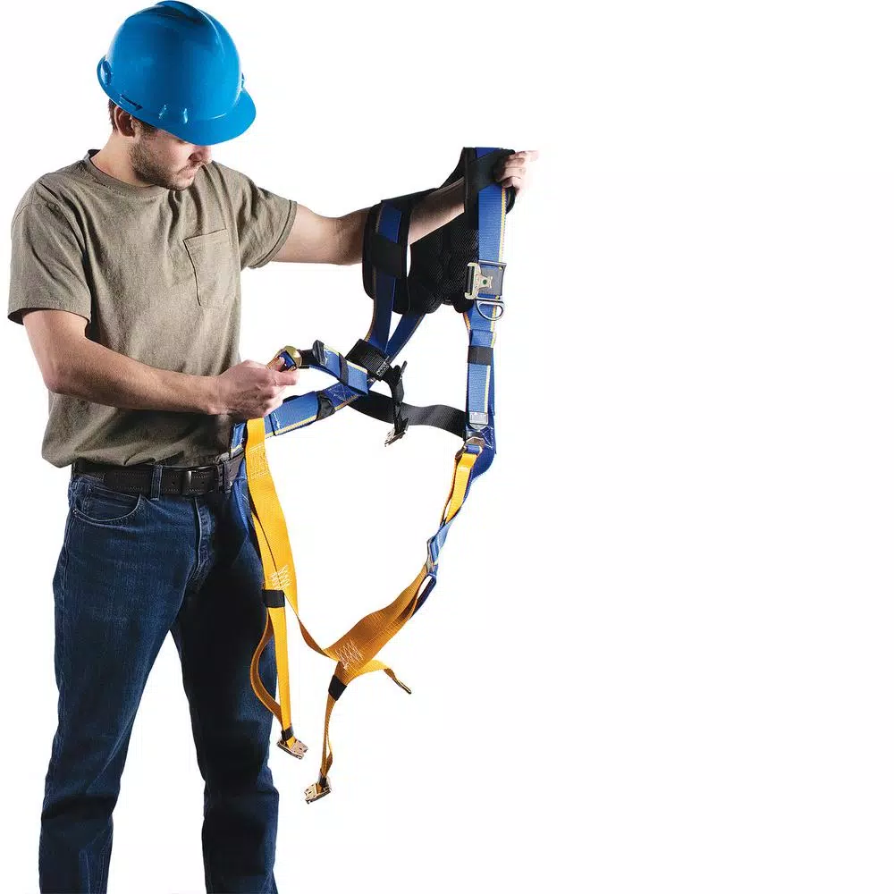 Werner Blue Armor 1000 Positioning Harness with 3 D-Rings, Small, Blue