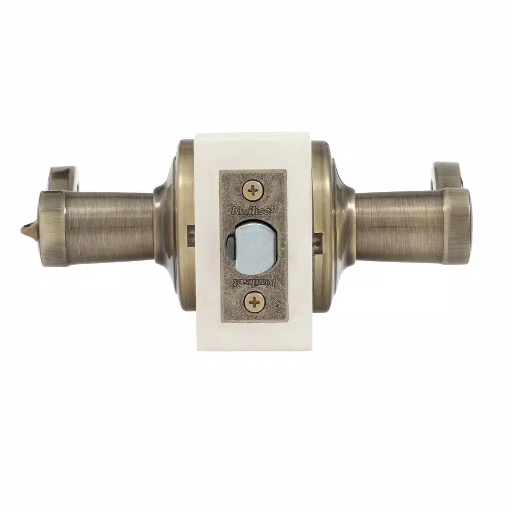 Kwikset Lido Antique Brass Keyed Entry Door Lever with SmartKey Security