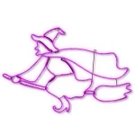 National Tree Company 36 in. Purple LED Witch Flying on Broom Halloween Light Strip Decoration thumbnail 1