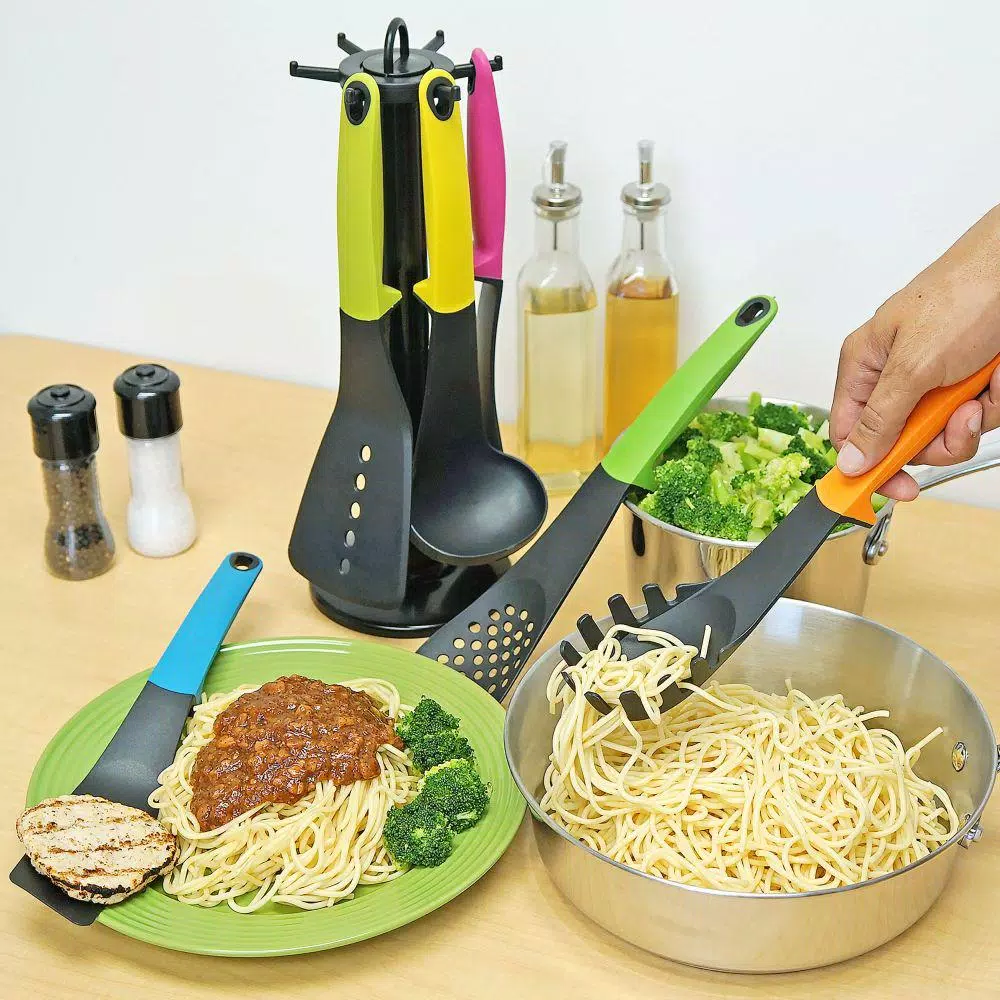 Southern Homewares 7-Piece Colorful Kitchen Utensil Set with Storage Holder