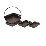LITTON LANE Farmhouse Mahogany Mango Wood Slat Decorative Tray Set, Set of 3 thumbnail 4