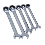 Steel Core Vanadium Steel SAE 5-Piece Ratcheting Wrench Set with Storage Case thumbnail 3