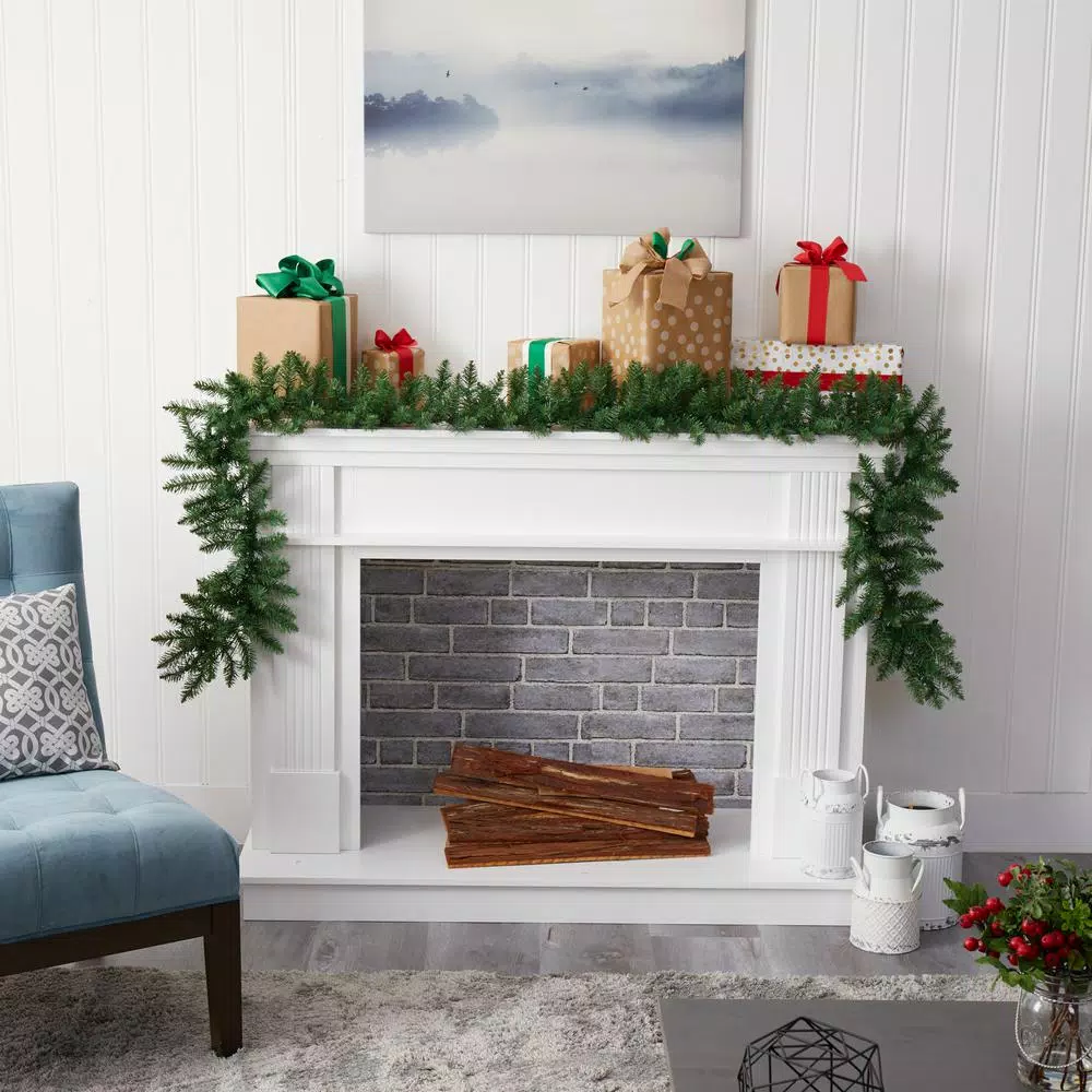 Nearly Natural 9 ft. Pre-lit Artificial Pine Christmas Garland with 50 Warm White LED Lights