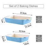 MALACASA 2-Piece Blue Porcelain Rectangle Bakeware Set, 12 in. and 13 in. Ceramic Baking Dishes thumbnail 4