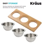 Kraus 16.75 in. Bamboo Workstation Kitchen Sink Serving Board Set with 3 Stainless Steel Prep Bowls thumbnail 11
