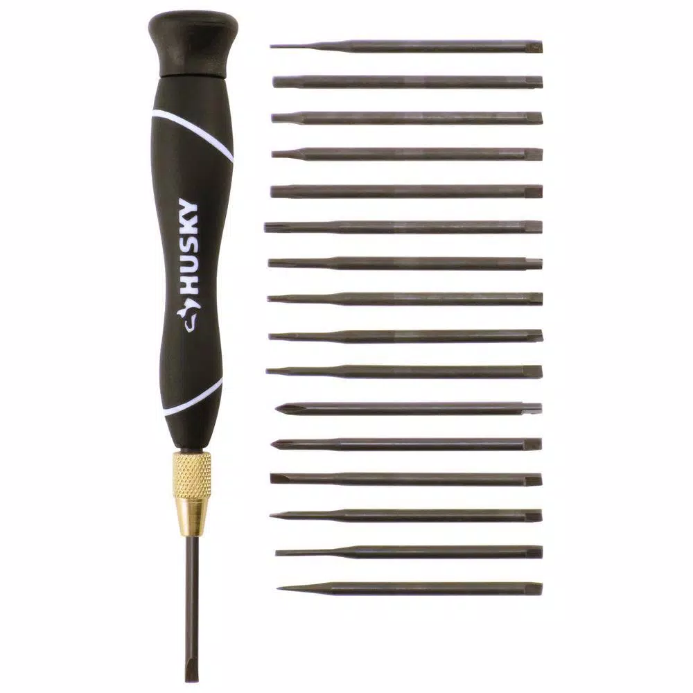 Husky 18-Piece Precision Screwdriver Set with Interchangeable Blades and Carrying Case