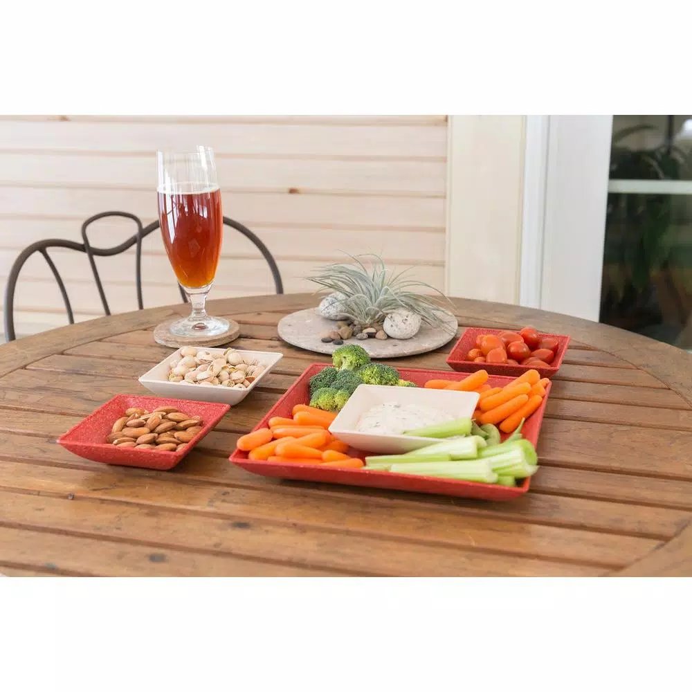 Unbranded EVO Sustainable Goods Red Eco-Friendly Wood-Plastic Composite Serving & Snack Set, 5-Piece