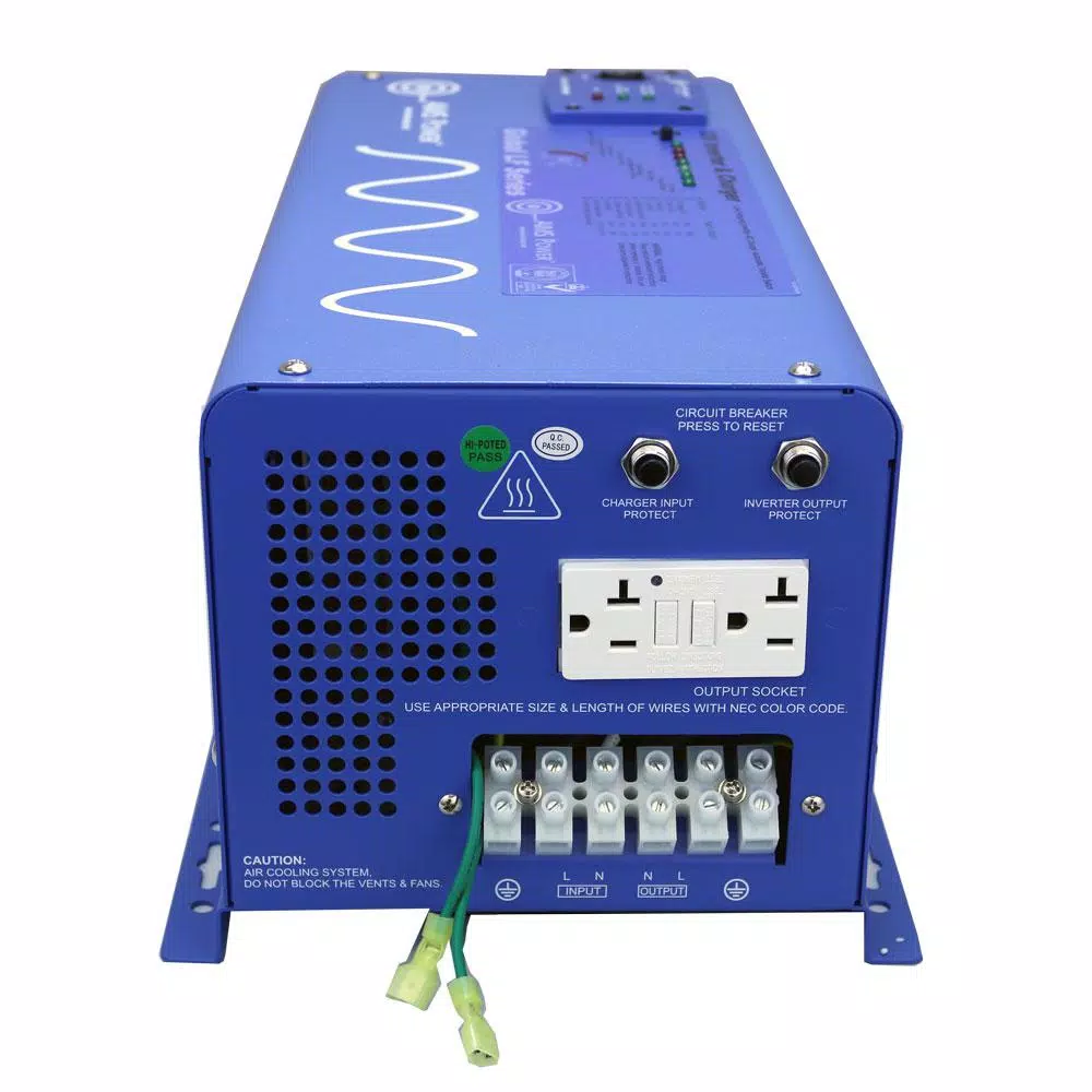 AIMS Power 2000-Watt Pure Sine Inverter Charger, 12V DC to 120V AC, 6000W Surge