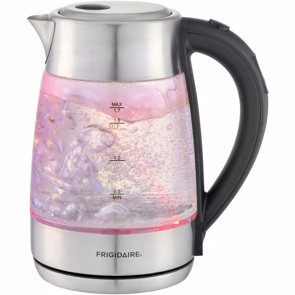 Frigidaire 7.2-Cup Silver Glass Electric Kettle with Digital Temperature Control