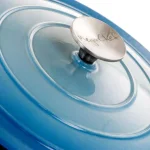 MegaChef 4 Qt. Round Enameled Cast Iron Casserole Dish with Lid, Blue thumbnail 5