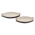 LITTON LANE Coastal Distressed Wood Boat-Shaped Decorative Trays, Set of 2 thumbnail 2